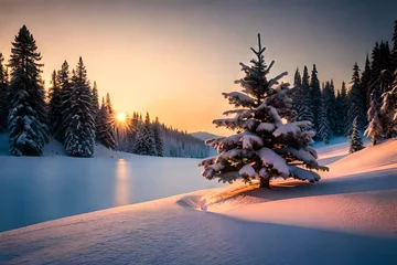 Selbstklebende Fototapeten sunset in winter © jerry