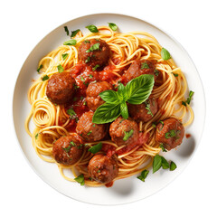spaghetti with meatballs isolated on transparent background Remove png, Clipping Path
