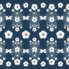 Bicolor vector floral pattern design for wallpaper, wrapping paper, background, fabric vector seamless pattern with decorative climbing flowers