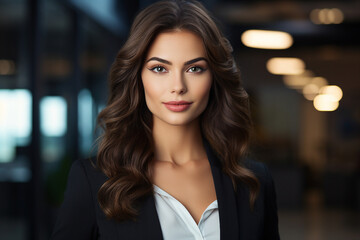Obraz premium Generative AI picture portrait of amazing gorgeous office worker young woman