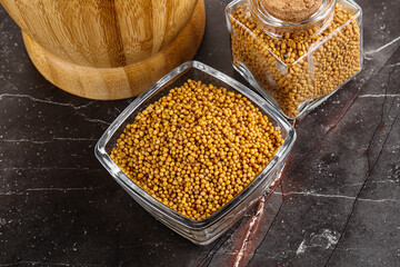 Mustard dry seeds in the bowl