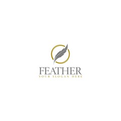Obraz premium Quill feather logo template isolated on white background