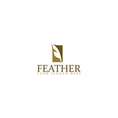 Quill feather logo template isolated on white background