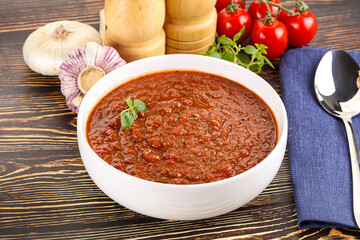 Spanish traditional gazpacho tomato soup