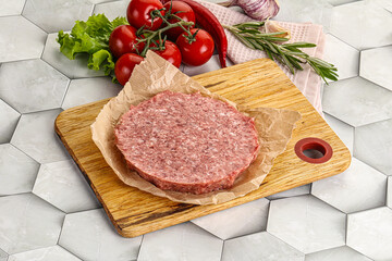 Raw beef uncooked burger cutlet