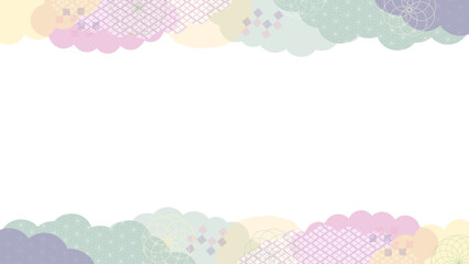 年賀状にぴったりなカラフルな和風のフレームベクター素材