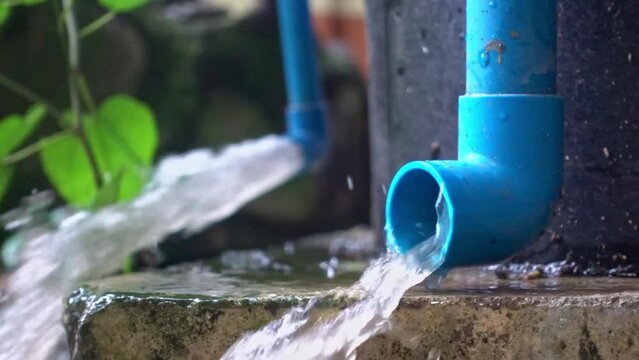 Waste water run off during backwashing of a home water filtration system in the Philippines. 