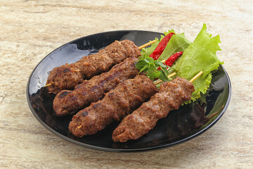 Beef kebab skewer minced meat