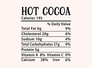 Hot cocoa Nutrition Facts Christmas tshirt