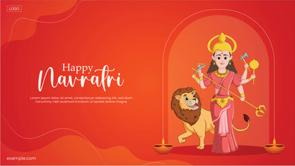 Indian God Durga in Happy Durga Puja Subh Navratri background. vector illustration