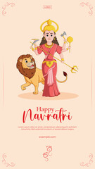 Happy Navratri, Garba, Durga Puja, Navami Minimal Poster-Vector