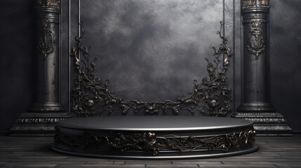 Elegant metal background with pedestal background