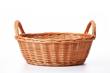 Obraz premium Empty wicker basket on white background