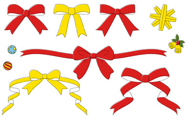 Simple and cute ribbon set (red and yellow)