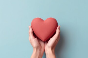 Man hand holding a red heart shape isolated on plain background