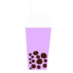 A cup of boba pearl grape milk shake 