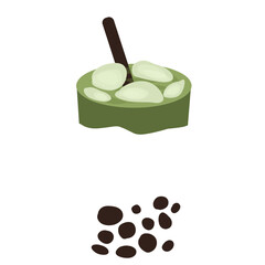 Matcha boba ice in cup
