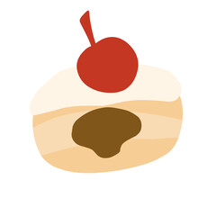 Bombolini Doughnuts With Chocolate Cream Melting and Cherry Topping 