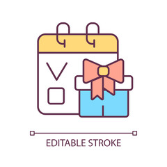 2D editable schedule icon representing online therapy, isolated vector, multicolor thin line illustration.