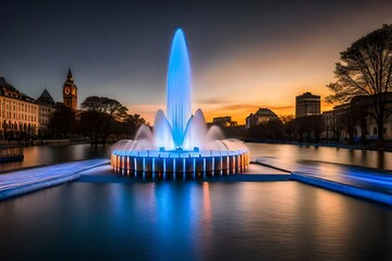 fountain in the night - obrazy, fototapety, plakaty