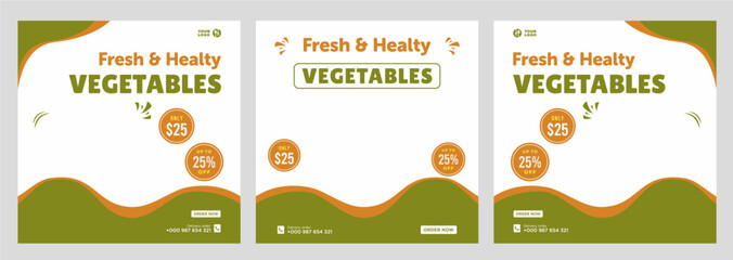 Vegetables social media promotion banner and social media design template
