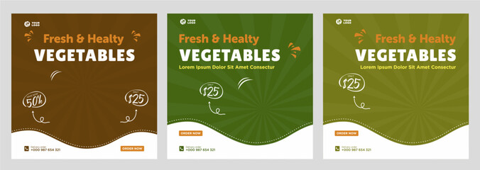 Vegetables social media promotion banner and social media design template
