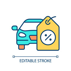 2D editable automotive icon representing C2C, isolated vector, multicolor thin line illustration.