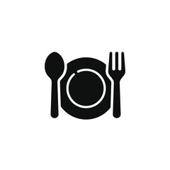 Restaurant icon isolated on white background. Fork, spoon, and plate icon