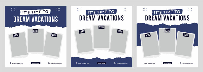 Travel holiday vacation social media post web banner