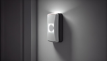 Motion sensor with light and white wall on the house, isolated modern background, Ai generated image