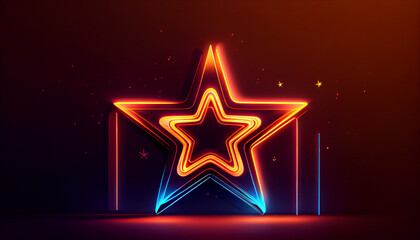 Neon star illustration, wallpaper, glowing background, Ai generated image