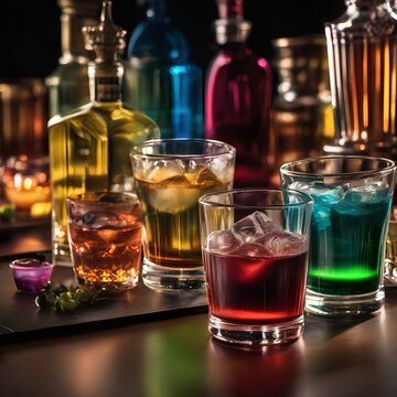 A bartender expertly layering different colored liqueurs in a shot glass3