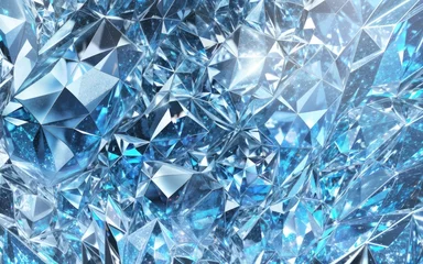 Schilderijen op glas blue shiny diamond stone abstract background © Clown Studio