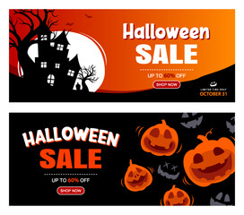 Halloween sale banner background template. Halloween illustration for poster, flyer, sale, and all design.