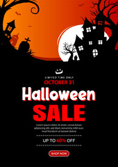 Halloween sale banner background template. Halloween illustration for poster, flyer, sale, and all design.