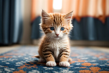 Photo Realistic Illustration of a Sweet kitten with White Paws - obrazy, fototapety, plakaty