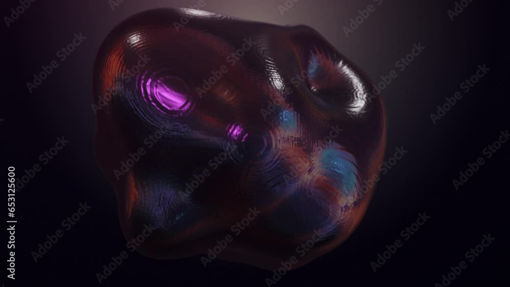 Poster flowing sphere, bubble in dark background - animation