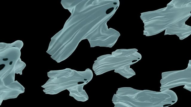 Halloween flying ghost Transition 3d animation rendering in 4K resolution with alpha .