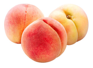 Peach fruit isolated on white background, Fresh Peach on White Background PNG file.