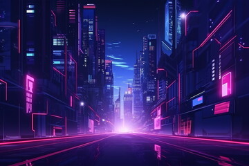 Obraz premium night city in the neon lighting