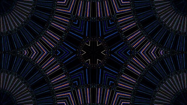 Abstract background moving stripes and flashing with shining light dots. Animation with circles	