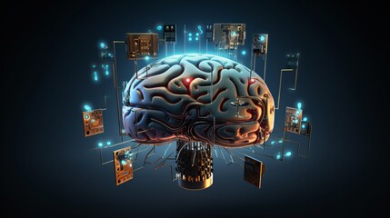 brain integrated with cutting-edge technology interface