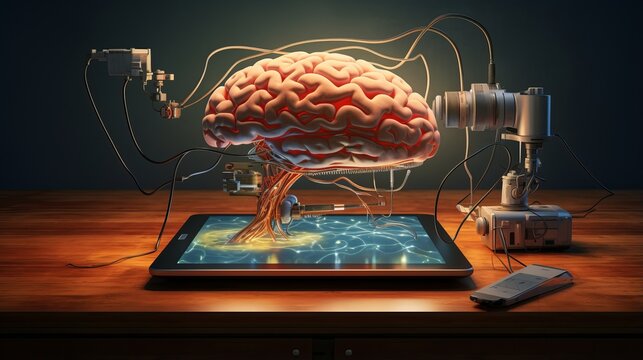 brain integrated with cutting-edge technology interface