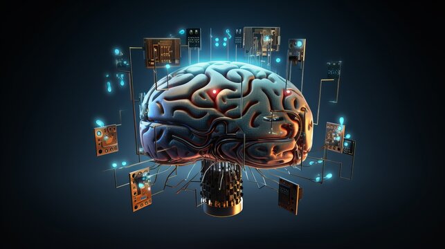 brain integrated with cutting-edge technology interface