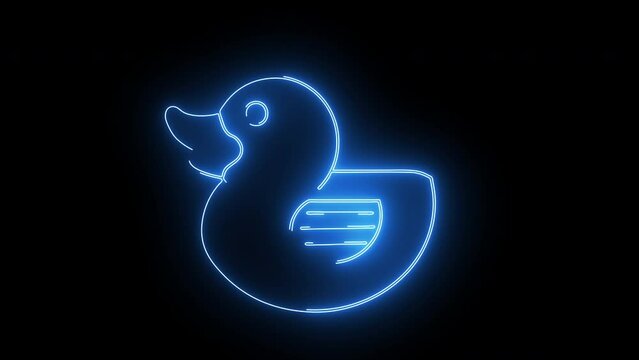 animated duck logo with glowing neon lines