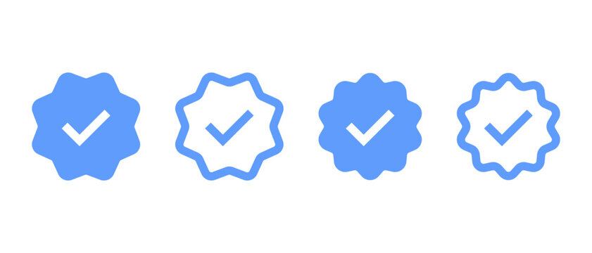Check badge icon vector set. Social media official account tick symbol