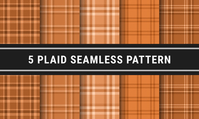 Brown Set Tartan Plaid Check Seamless Pattern
