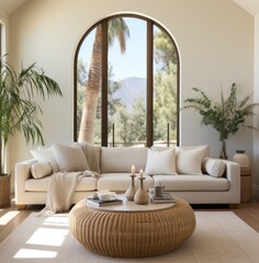 Grandeur in Design with Arched Window and Mirror. Interior Design details, fabulous furnishings and opulent details