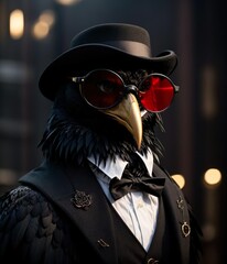 Raven's Elegance - A Fusion of Style and Intellect Embodied by Our Anthropomorphic Mascot