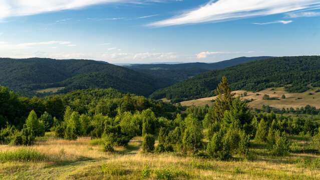 landscape in the mountains, Beskid Niski, 